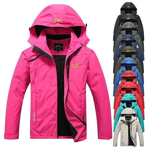 

Women's Hiking Windbreaker Hiking Softshell Jacket Summer Outdoor Waterproof UV Sun Protection Quick Dry Lightweight Jacket Top Fishing Climbing Camping / Hiking / Caving Women-black Women-Rose Red