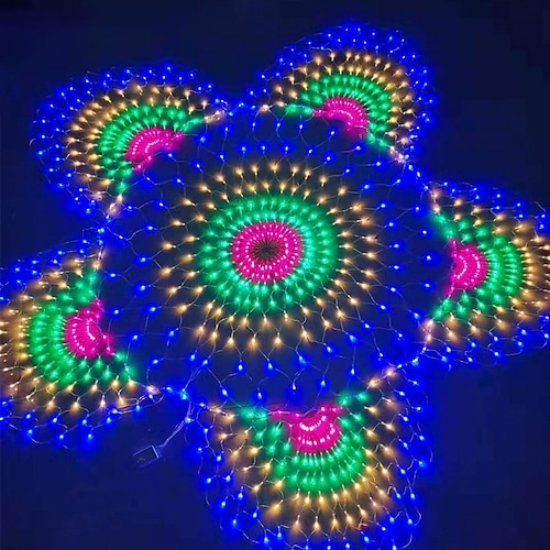 Led Peacock Light Strip Festival Garden Decoration Fishnet Lights Outdoor  Decor Lanterns 3M 372leds Mesh Net Led String Lights