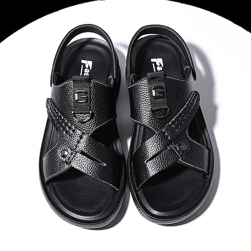 

Men's Sandals Slingback Sandals Casual Beach Daily Water Shoes Upstream Shoes Nappa Leather Breathable Non-slipping Wear Proof Black Summer