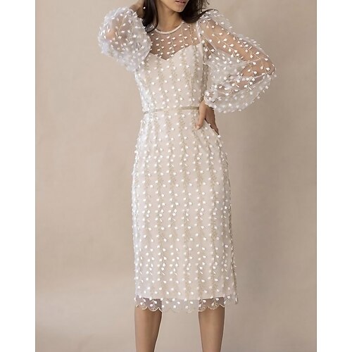 

Dame Festkjole Blonde kjole Tubekjole Knelang kjole Svart Hvit Langermet Ren farge Blonde Vinter Høst Vår Crew-hals Elegant Vinter kjole Bursdag Bryllupsgjest 2023 S M L XL
