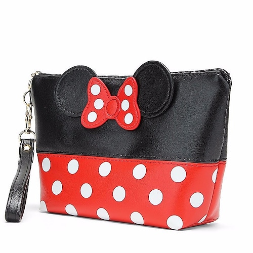 

Handbags Europe And America Mickey Bowknot Polka Dot PU Cosmetic Bag Clutch Bag Handbag Make Up Bag