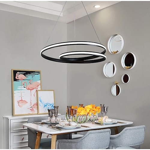 

LED Pendant Light Circle Design Black White 40/60 cm Includes Dimmable Version Chandelier Aluminum Artistic Style Stylish Painted Finishes LED Modern 110-120V 220-240V
