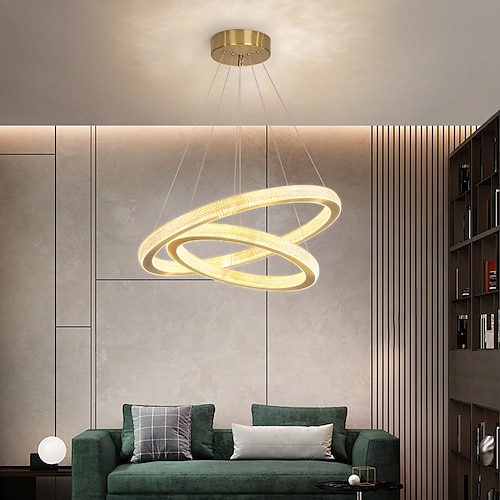 

LED Pendant Light Modern Gold Ring 60 cm Luxury 2-Ring Circle Desgin Pendant Light Aluminum Electroplated 110-120V 220-240V