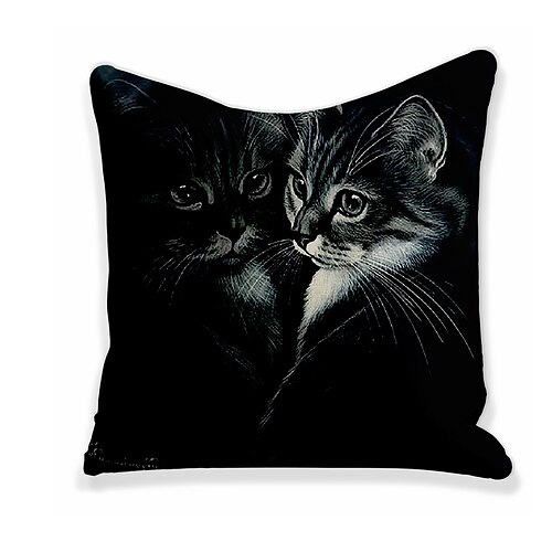 

1 pcs Linen Pillow Cover, Print Square Zipper Polyester Traditional Classic