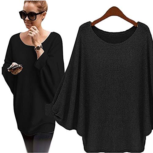 

Women's Sweater Pullover Jumper Knitted Solid Color Stylish Basic Casual Long Sleeve Batwing Sleeve Loose Sweater Cardigans Boat Neck Fall Spring Summer Pink Black Gray / Going out