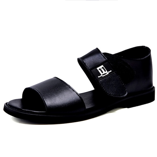 

Men's Sandals Leather Shoes Flat Sandals Fisherman Sandals Comfort Sandals Casual Classic British Outdoor Daily Nappa Leather Cowhide Breathable Non-slipping Wear Proof Booties / Ankle Boots Black