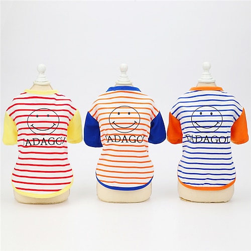 

Dog Cat Shirt / T-Shirt Stripes Patterned Leisure Stripes Dailywear Casual / Daily Dog Clothes Puppy Clothes Dog Outfits Breathable Yellow Blue Orange Costume for Girl and Boy Dog Padded Fabric S M L