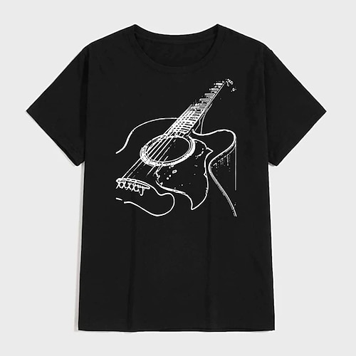 

Herre T-shirt Skjorte T-Shirts Cool skjorte Guitar Rund hals Trykt mønster Afslappet Ferie Kortærmet Trykt mønster Tøj Designer Stor og høj Essentielt