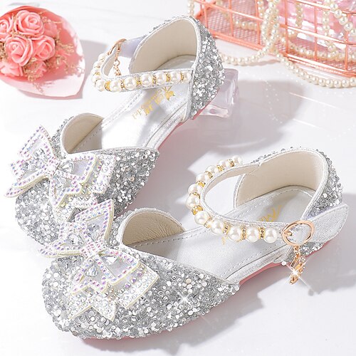 

Girls' Flats Glitters Princess Shoes School Shoes Rubber PU Glitter Crystal Sequined Jeweled Big Kids(7years ) Little Kids(4-7ys) Daily Party & Evening Walking Shoes Rhinestone Sparkling Glitter