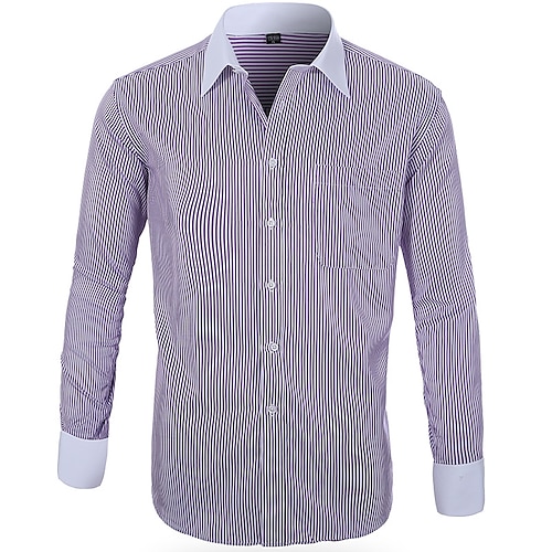 

Men's Dress Shirt Striped Turndown Street Casual Button-Down Long Sleeve Tops Business Lightweight Fashion Comfortable Black Blue Purple