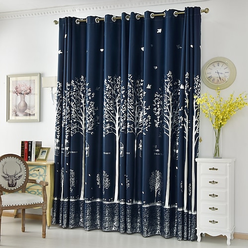 

Blackout Curtain Drapes Farmhouse Grommet/Eyelet Curtain Panels For Living Room Bedroom Door Kitchen Window Treatments Thermal Insulated Room Darkening