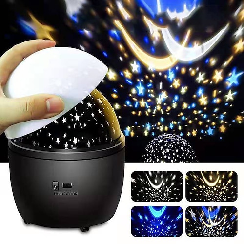 

LED Projector Tiktok Lamp Sky Star Moon Night Light Rotating Battery or USB Operated Colorful Night Lamp Kids Bedroom Nursery Home Decoration