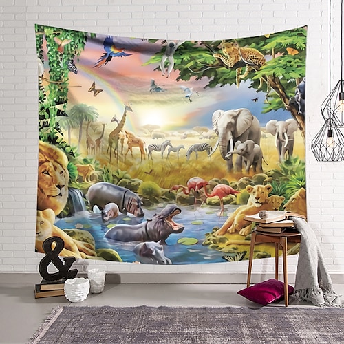 

animaux tapisserie murale art décor couverture rideau suspendu maison chambre salon décoration polyester monde animal dans les bandes dessinées