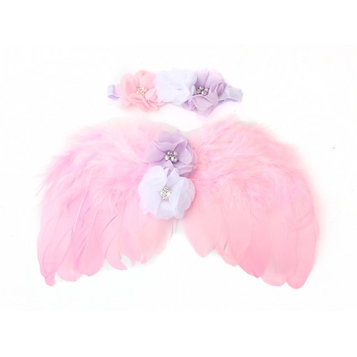 

1pcs Kids / Toddler Girls'Baby Angel Wings Set Children's Photo Props Feather Wing Headband Feather Rhinestone Set