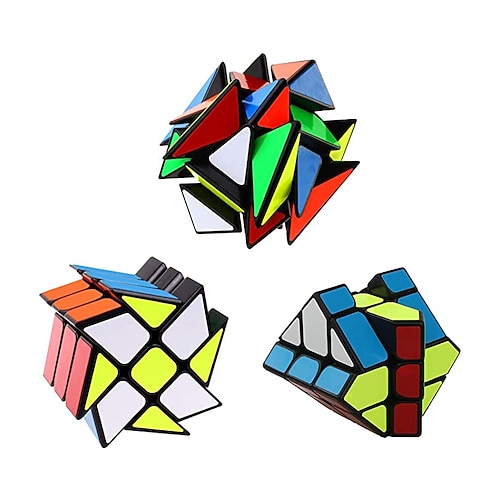 

QiYi Speed Cube Set,3 Pack Magic Speed Cube Bundle 3x3x3 Windmill Cube Axis V2 Cube Fisher Cube 3x3 Sturdy and Smooth Speed Cube Puzzles Toy