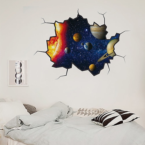 

3D Broken Wall Stickers New Wall Paste Star Star Universe Living Room Bedroom Corridor Decoration Removable PVC Home Decoration Wall Decal 6090CM