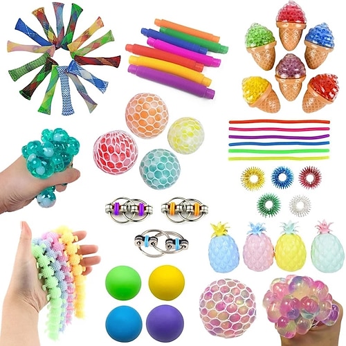 

14pcs Sensory Fidget Toys Set Bundle-DNA Marble and Mesh Stress Relief Balls with Fidget Hand Toys for Boy Girl Adults Calming Toys for ADHD Autism Anxiety Relief