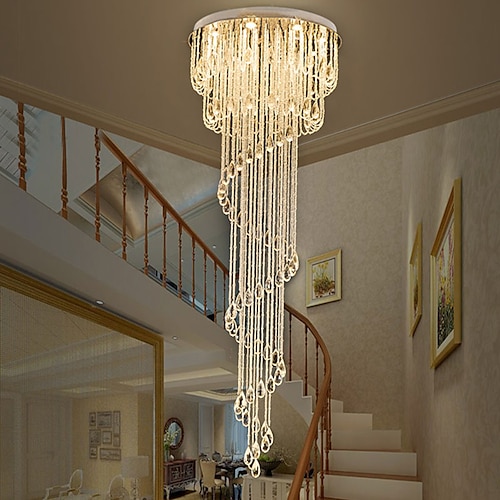 

Modern Crystal Chandelier LED Ceiling Light 200cm Light Fixture For Staircase Stair Lights Luxury Hotel Villa Vanity Bedroom Hanging Lamp Ceiling Pendant Light 9 Heads 110-120V 220-240V