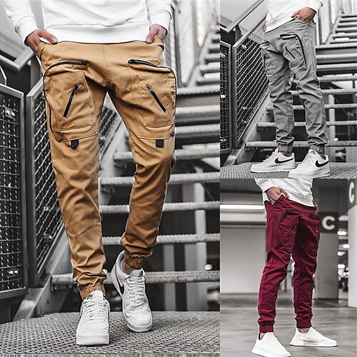 

Men's Cargo Pants Multiple Pockets Cotton Solid Color Sport Athleisure Bottoms Breathable Soft Comfortable Everyday Use Street Casual Athleisure Daily Outdoor