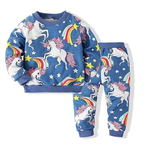 

Kids Boys Clothing Set Outfit Cartoon Long Sleeve Print Set 3-6 Years Blue Pink