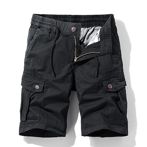 

Men's Stylish Casual / Sporty Cargo Shorts Pocket Elastic Waist Short Pants Sports Outdoor Daily Micro-elastic Solid Color Comfort Breathable Mid Waist ArmyGreen Black Grey Khaki Light Blue 29 30 31