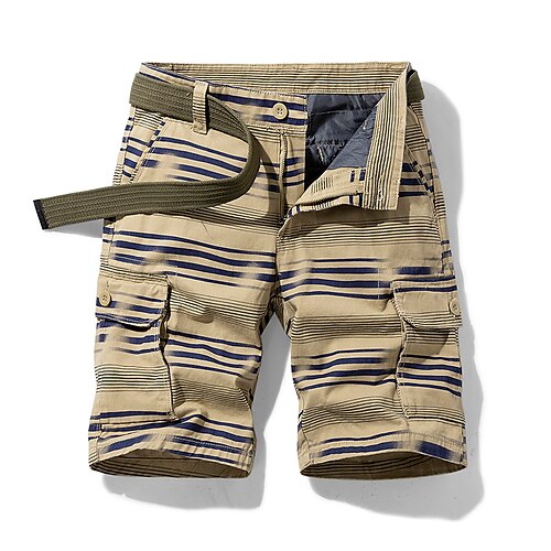 

Men's Chic Modern Casual Chinos Shorts Zipper Pocket Multi Pocket Knee Length Pants Casual Daily Micro-elastic Stripe Comfort Breathable Mid Waist Black Blue Gray Army Green Khaki 28 29 30 31 32