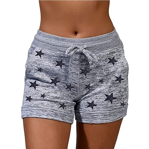 

Women's Slacks Shorts Sunday Shorts Cotton Blend Green Purple Light Grey Mid Waist Sporty Casual Chino Sport Casual Print Stretchy Short Sports Star S M L XL XXL