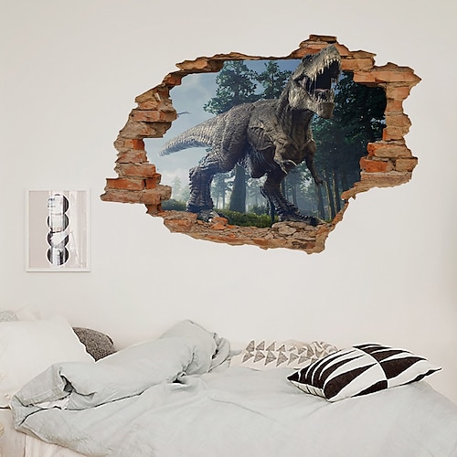 

3D Broken Wall Dinosaur Park Children's Room Home Background Decoration Can Remove Sticker