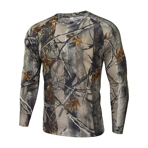 

Men's Hiking Tee shirt Hunting T-shirt Tee shirt Camouflage Hunting T-shirt Camo Long Sleeve Outdoor Spring Autumn / Fall Ultra Light (UL) Breathable Quick Dry Outdoor Top Polyester Camping / Hiking