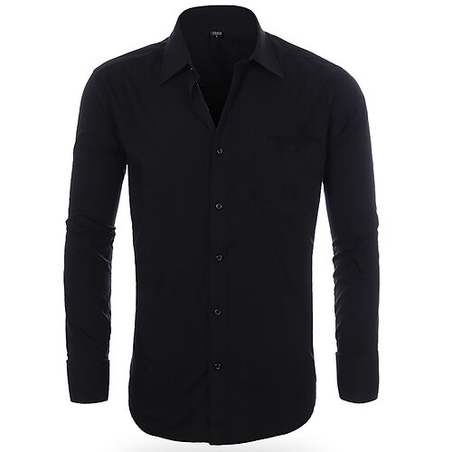 

Men's Dress Shirt Solid Color Turndown Street Casual Button-Down Long Sleeve Tops Business Lightweight Fashion Comfortable White Black Blue