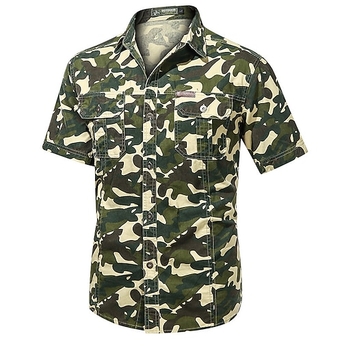 

Men's Hiking Jacket Hiking Shirt / Button Down Shirts Short Sleeve Shirt Coat Top Outdoor Quick Dry Lightweight Breathable Sweat wicking Autumn / Fall Spring Summer Camo / Camouflage Camouflage Army