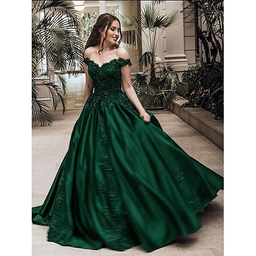 

Ball Gown Luxurious Sparkle Quinceanera Prom Dress Off Shoulder Sleeveless Floor Length Lace with Appliques 2022