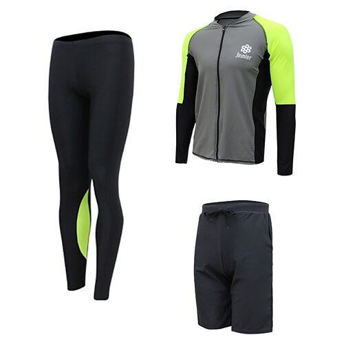 

Men's Rashguard Swimsuit Swimwear Bathing Suit UV Sun Protection UPF50 Breathable Full Body 3-Piece Front Zip - Swimming Surfing Water Sports Patchwork Autumn / Fall Spring Summer / Quick Dry