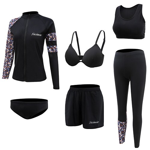 

Women's Rashguard Swimsuit UV Sun Protection UPF50 Breathable Full Body Swimwear Bathing Suit 6-Piece Swimming Surfing Water Sports Patchwork Autumn / Fall Spring Summer / 6pcs / Quick Dry