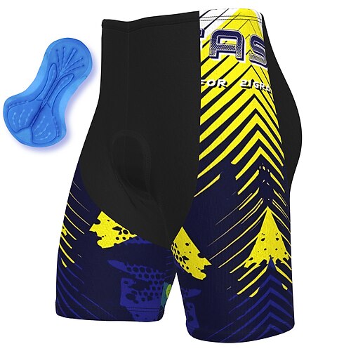 

21Grams Men's Bike Shorts Cycling Padded Shorts Bike Shorts Pants Mountain Bike MTB Road Bike Cycling Sports Graphic 3D Pad Cycling Breathable Quick Dry Green Yellow Polyester Spandex Clothing Apparel