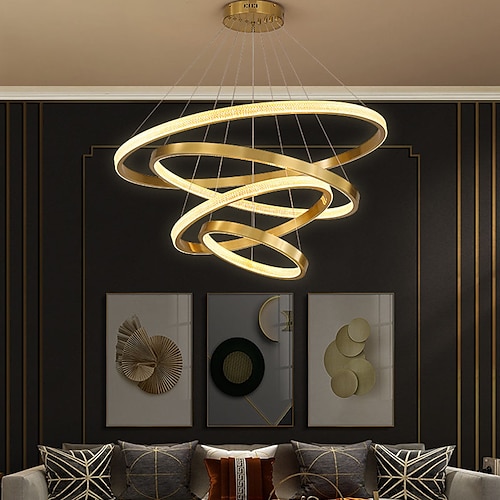 

LED Pendant Light 4 Rings 80 cm Gold Circle Desgin Aluminum 110-120V 220-240V