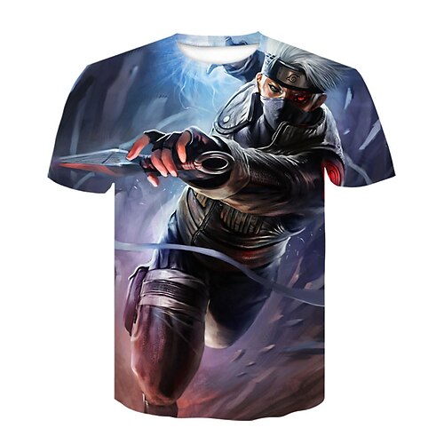 

Naruto Hatake Kakashi Costume de Cosplay Manches Ajustées Anime Imprimés Photos Imprimé Harajuku Art graphique Tee-shirt T-shirt Pour Homme Femme Adulte Térylène