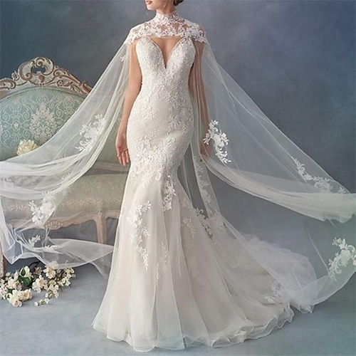 

Women's Wrap Voiles & Sheers Bridal Sleeveless Lace Wedding Wraps With Embroidery For Wedding Spring & Summer / Appliques