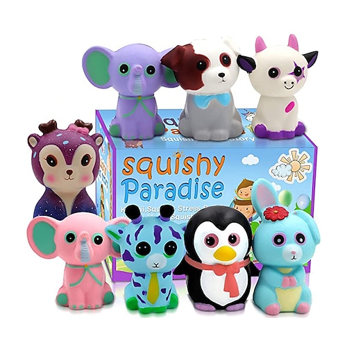 

Jumbo Squishies Slow Rising, 8 Pack Animal Squishy Toys Cream Scented Squishies Pack Stress Relief Super Soft Squeeze Kawaii Cute Squishy Slow Rising for Boy Girl