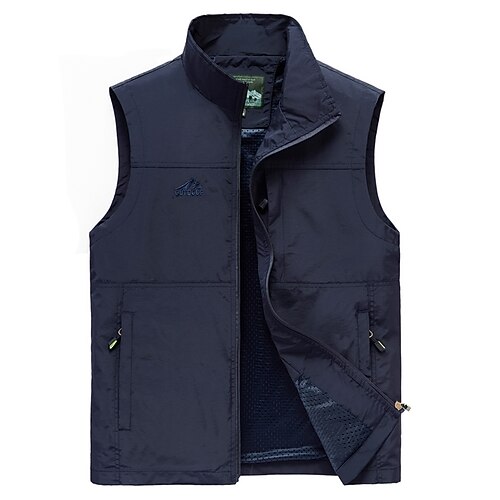 

Men's Fishing Vest Hiking Jacket Hiking Vest Sleeveless Vest / Gilet Jacket Top Outdoor Multi-Pockets Quick Dry Insulated Lightweight Autumn / Fall Spring Summer Zipper Printing Cotton Polyester