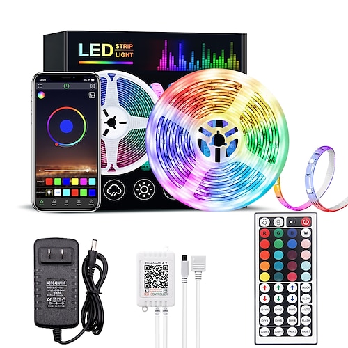 

LED Strip Light RGB Bluetooth Smart APP Control 5M 10M 15M 20M 5050SMD Music Sync Color Changing Bedroom Home TV BackLight Party Decoration