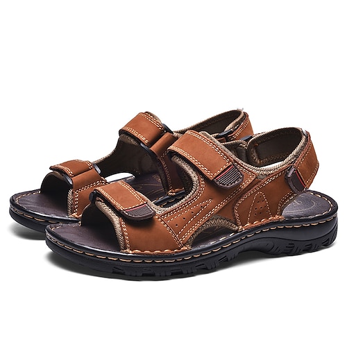 

Men's Sandals Sports Sandals Casual Beach Daily Water Shoes Upstream Shoes Nappa Leather Breathable Non-slipping Wear Proof Light Brown Dark Brown Black Summer