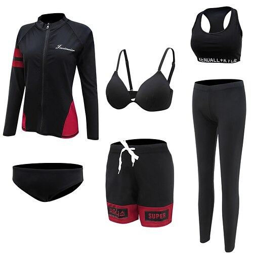 

Women's Rashguard Swimsuit UV Sun Protection UPF50 Breathable Full Body Swimwear Bathing Suit 6-Piece Swimming Surfing Water Sports Patchwork Autumn / Fall Spring Summer / 6pcs / Quick Dry