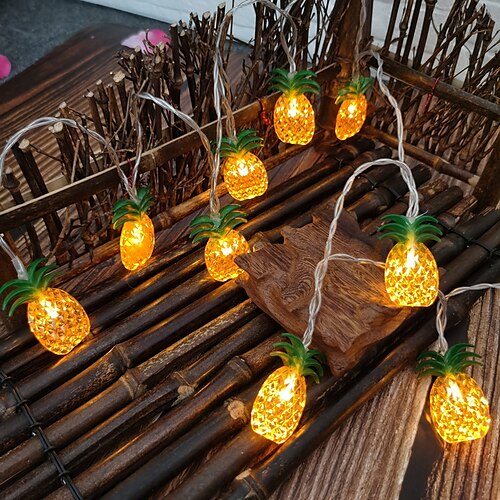 

ledet ananas fe strenger lys 1,5 m 3 m frukt ananas form streng lys batteri eller usb drift jul bursdagsfest barn rom hjem ferie dekorasjon