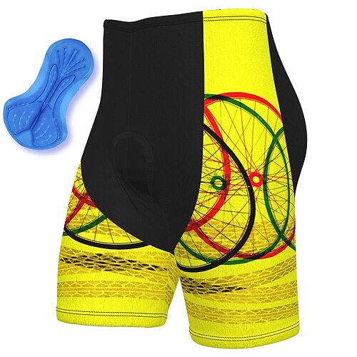 

21Grams Men's Bike Shorts Cycling Shorts Bike Shorts Pants Mountain Bike MTB Road Bike Cycling Sports Graphic 3D Pad Cycling Breathable Quick Dry Yellow Polyester Spandex Clothing Apparel Bike Wear