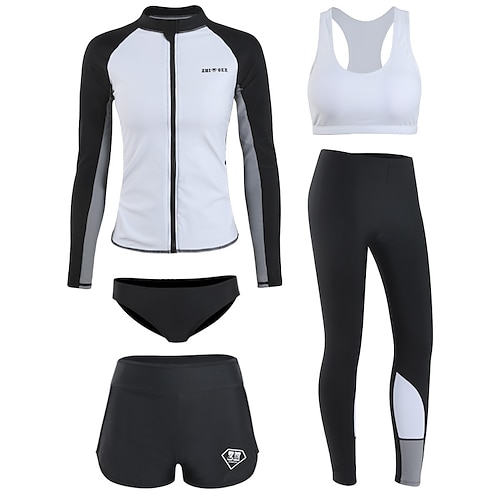 

Women's Rashguard Swimsuit Spandex Swimwear Bathing Suit UV Sun Protection UPF50 Breathable Full Body 5-Piece - Swimming Surfing Water Sports Patchwork Autumn / Fall Spring Summer / Quick Dry