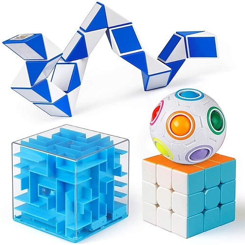 

Brain Teaser Puzzle Toys 3x3 Speed Cube Rainbow Puzzle Ball Money Maze Box Fidget Snake Cube IQ Games Christmas Party Favor Gift for Festive and Adults Boy Girl