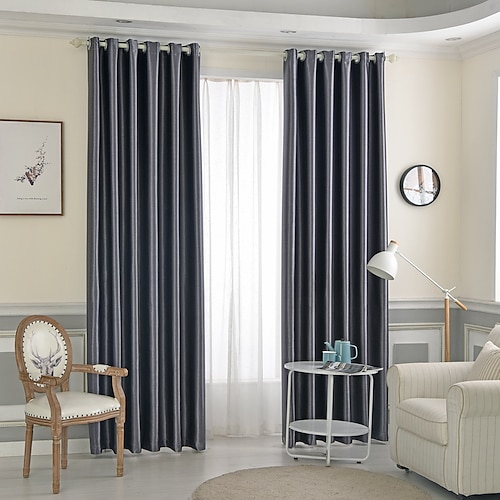 

Two Panel Modern Minimalist Style Solid Color High Blackout Curtains Living Room Bedroom Dining Room Children's Room Study Room Insulation Curtains