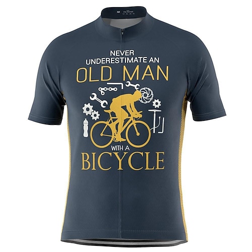 

21Grams Old Man Men's Short Sleeve Cycling Jersey Summer Polyester Funny Bike Jersey Top Mountain Bike MTB Road Bike Cycling Breathable Quick Dry Moisture Wicking BlueOrange BlueYellow BluePink