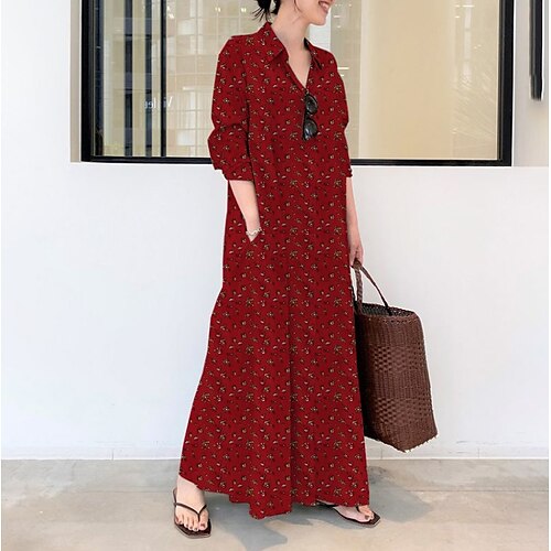 

vestito a trapezio da donna maxi abito lungo manica lunga tinta unita primavera estate elegante& lussuoso 2023 s m l xl xxl xxxl 4xl 5xl